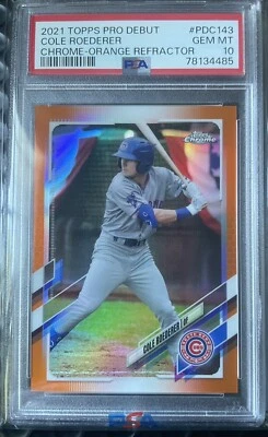 🔥#12/25🔥PSA 10 GEM🔥 SSP💥Cole Roederer 2021 Pro Debut Chrome Orange Refractor - Image 1 of 3