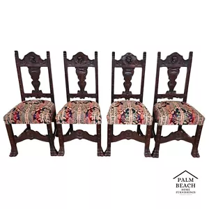 19th Century French Oak Dining Chairs Set of 4 - Picture 1 of 16