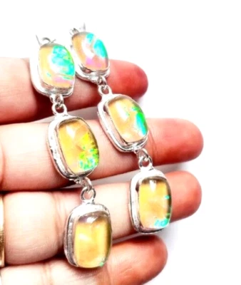 Australische Drillinge Opal Edelstein Handarbeit 925 Sterling Silber Schmuck ... - Bild 1 von 4