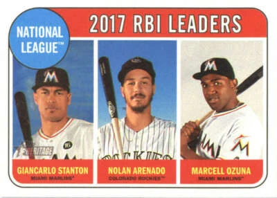 2018 Topps Heritage #4 Nolan Arenado/Giancarlo Stanton/Marcell Ozuna NM-MT - Image 1 of 2