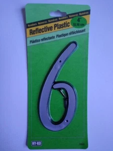 HY-KO ~ #6 ~ 4" numero civico in plastica riflettente ~ 30606 ~ nuovo ~ sigillato in fabbrica - Foto 1 di 1
