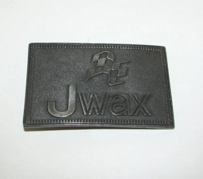 Hebilla de cinturón de metal Jwax vintage años 70 publicidad coche cera pulido Johnson Lewis Foto 1 de 4