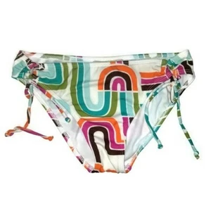 Womens Roxy Lowrider Bikini Bottom Size Small Tie Sides Brown Green Pink - Picture 1 of 12