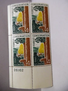 SCOTT STAMP # 1122 FOREST CONSERVATION 4 CENT PLATE BLOCK MNH - Picture 1 of 1