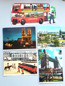 Postales de colección - Londres, Inglaterra, Torre, Abadía, Autobús Rojo, Guardia de Color, Juego de 5 - Imagen 1 de 2