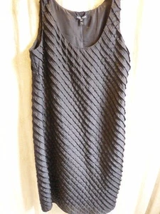 Eileen Fisher Dress Ruffled Silk Scoop Neck Knee Length Tank NWT Size 4 Black - Picture 1 of 5