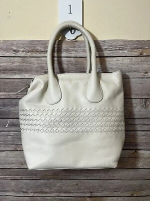 Chico's Women Ivory Leather Satchel One Size - Image 1 of 4