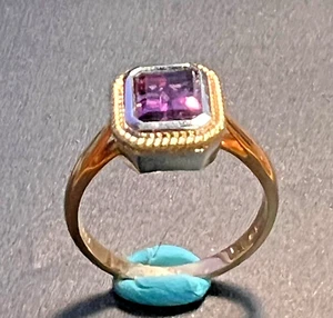 14K AMETHYST RING ~ sz 7 ~ 4.9 gms 14K TWO TONE ~ Melt value approx $335 - Picture 1 of 4
