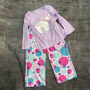 Girl’s Circo Polar Bear Polka Dot Pajama Set XS 4/5 Fleece Pants Shirt - Picture 1 of 6