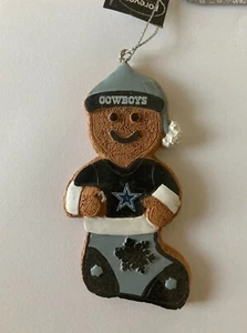 Dallas Cowboys 3 1/2" Gingerbread Snowman in a Stocking Christmas Ornament - Picture 1 of 1