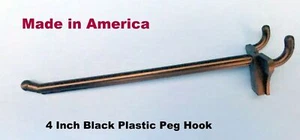 (50 PACK) 4 Inch Black Plastic Peg Hooks For 1/8'" & 1/4" Pegboard (Made in USA) - Picture 1 of 4
