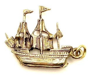 Colgante vintage de plata de ley/925 con dije de velero - Imagen 1 de 8