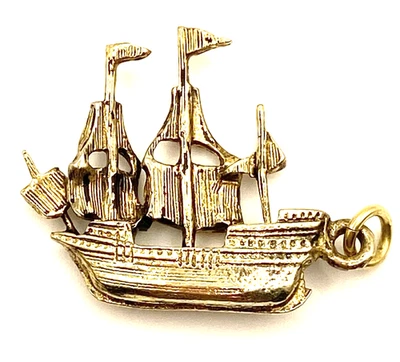 Colgante vintage de plata de ley/925 con dije de velero Foto 1 de 4