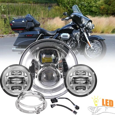 7" LED Headlight + 4.5" Fog Lights For Harley Davidson Electra Glide Motorcycle - Image 1 of 4