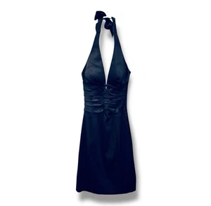 Vtg Cache Silk Midi Dress Womens 2 Halter Y2K 00s Black Evening Formal Chic - Picture 1 of 9