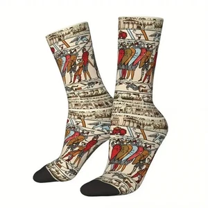 Mens Battle of Hastings 1066 Bayeux Tapestry History Novelty Socks UK 6-11 - Picture 1 of 5
