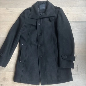 Selected Homme Herren Woll-Mantel Gefüttert Schwarz Größe M Top-Zustand - Bild 1 von 8