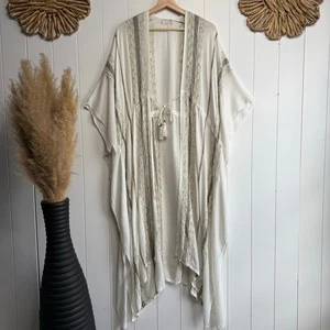 Free People kimono all tous kaftan wrap duster one-piece cover-up robe - Picture 1 of 9