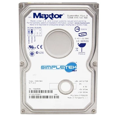 Maxtor Diamondmax Plus 9 6Y120L0032611 120GB IDE PATA 3.5" EIDE Windows 2000 XP - Image 1 of 4