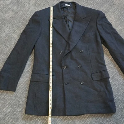 Brioni Blue Microcheck Luxury Wool Cashmere Suit Jacket Italy Sz 40 Double Breas - Image 1 of 4