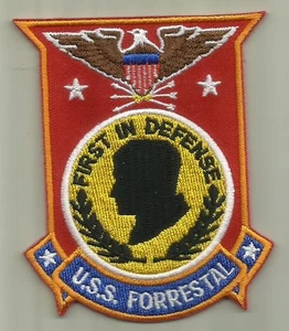 USS FORRESTAL CV-59 U.S.NAVY PATCH WAR AIRCRAFTCARRIER SAILOR FLY READ FULL AD - Picture 1 of 2