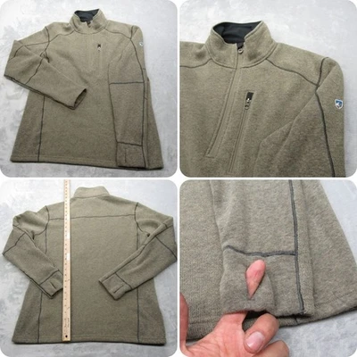 Kuhl Interceptr 1/4 Cremallera Para Hombres Grande Brezo Caqui Vellón Agujero para el Pulgar Senderismo Suave Foto 1 de 4