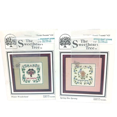 The Sweetheart Tree Teenie Tweenie Lot Of 2  Cross Stitch Patterns W/charms  - Image 1 of 4