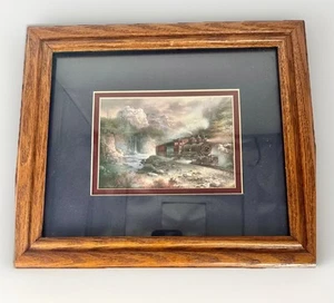 Wood Framed Vintage Train Print Wall Art Railroad - Picture 1 of 2