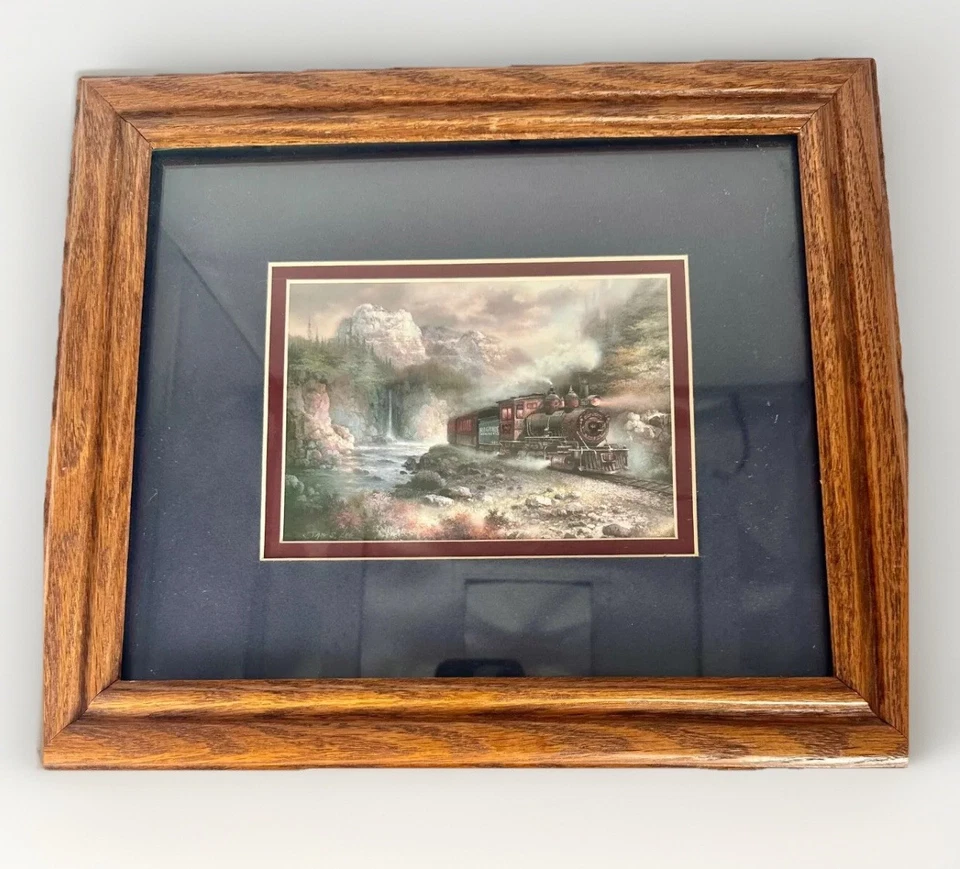 Wood Framed Vintage Train Print Wall Art Railroad - Image 1 of 2