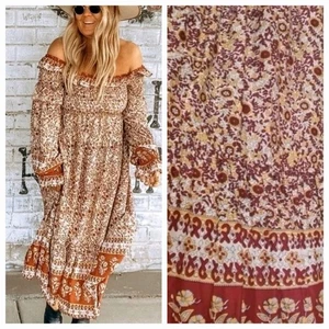 Mahli The Label Inner Bloom Brown Shirred Bust Maxi Dress XL/XXL👇check Measure - Picture 1 of 20