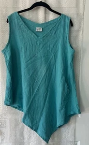 OH MY GAUZE! Gr. 2 L/XL türkis blau Top asymmetrischer Saum V-Ausschnitt Tasche * - Bild 1 von 9