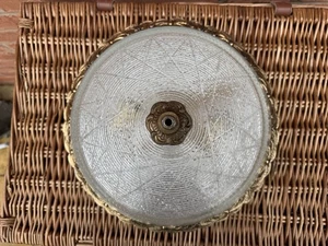 Brass Plafonnier Glass Ceiling Light Vintage Flush Mount Lamp - Picture 1 of 15