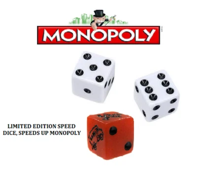 Monopoly Mega Speed Dice x3 Speed Die Speeds Up Monopoly Game Limited Edition - Image 1 of 3
