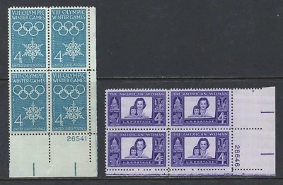 Scott # 1146 & 1152, mint, Winter Olympics/American Woman, 1960, Plate Blocks - Image 1 of 2