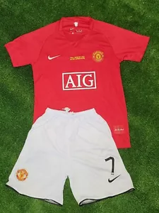 Cristiano Ronaldo #7 Manchester United 2007/2008 Retro Home Jersey Kids - Picture 1 of 7