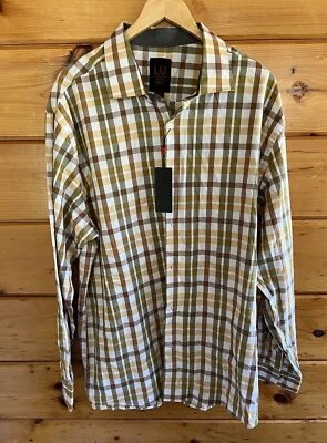 NWT Men's Linea Uomo LU 3XLT Long Sleeve  plaid shirt w flip cuffs - Image 1 of 4