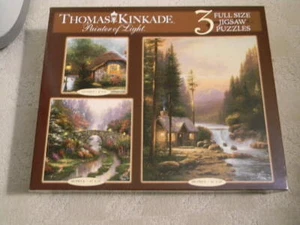 Thomas Kinkade 3 in 1 Full Size Jigsaw Puzzle WATER VIEW Made in USA - Picture 1 of 3