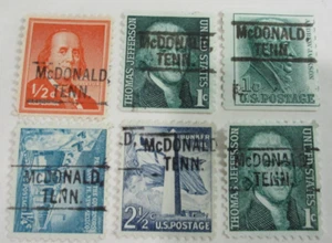 PRECANCEL (5) DIFFERENT "SMALL TOWN McDONALD, TENN TOWN & TYPE" PSS#MIXED - Picture 1 of 1