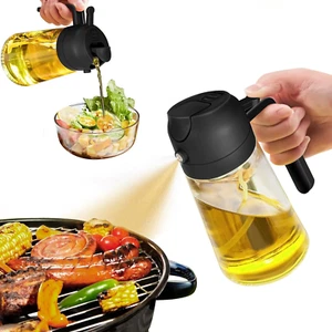 Oil Sprayer for Cooking, 2 in 1 Olive Oil Dispenser Bottle for Kitchen, 16Oz/470 - Picture 1 of 12