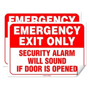 Kachy Signs - (Set of 2) Emergency Exit Only Sticker Sign - 10" x 7" - Durabl... - Picture 1 of 6