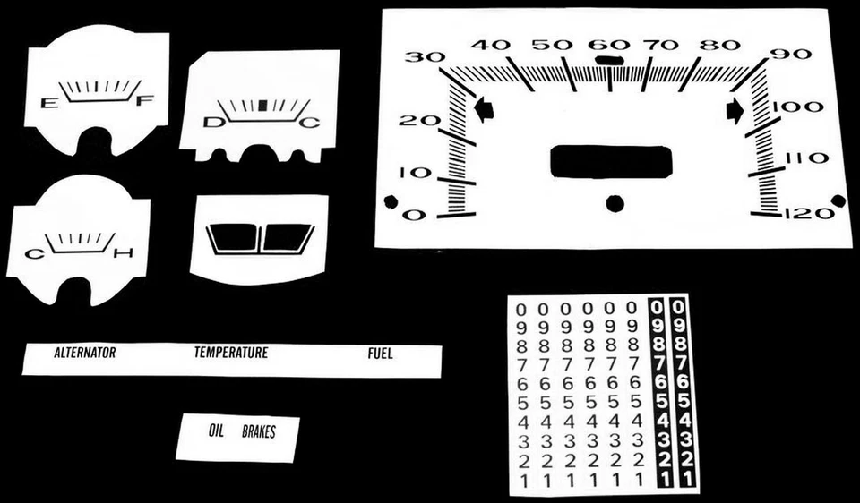 Premium Dash Decal 68-69 Plymouth Valiant FULL KIT 120MPH WHITE - Image 1 of 1