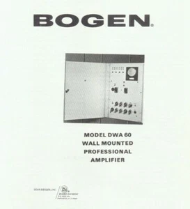 BOGEN DWA 60 Schematic Diagram Installation Operating Manual Schematic - Picture 1 of 1