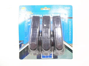 3 Pc Door Stops Hard Plastic Stopping Wedges Stoppers Wedge Black Matte Finish - Picture 1 of 5