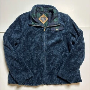 Pendleton Women's XL Fuzzy Full Zip Sherpa Jacket Dark Blue Fleece Jacket - Picture 1 of 8