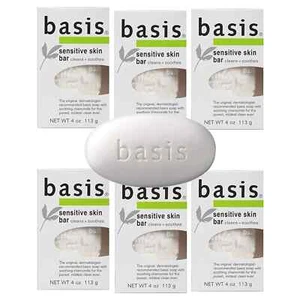 Basis Sensitive Skin Bar Soap - Cleans and Soothes with Chamomile - Pack of 6 - Picture 1 of 7