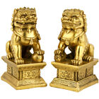 2 pièces mini paire d'ornements de richesse statues de lion Feng Shui