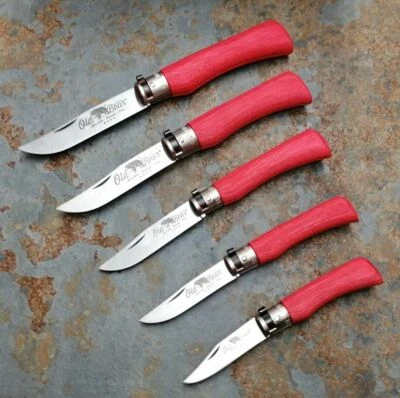 Antonini Old Bear FULL COLOR RED Messer Taschenmesser Holzgriff versch Größen