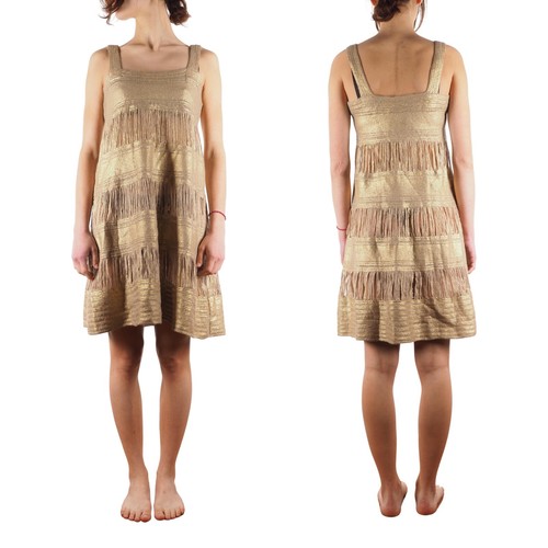 Abito vintage Moschino donna lana cashmere angora oro puro taglia IT40 US4 S