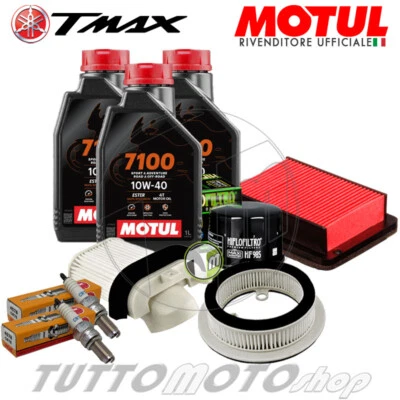 Tagliando YAMAHA T-MAX 500 2008-2012 / Kit Olio Motul 7100 + Filtri Candele TMAX - Immagine 1 di 4
