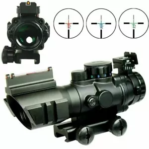 4x32 Tactical Rifle Scope Triple Illuminated RGB Reticle Fiber Optic Sights - Picture 1 of 9